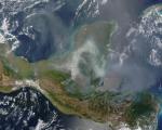 MODIS image a smoke cloud over Yucatan Peninsula, Mexico
