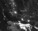 Satellite image Erskine Fire. NASA Earth Observatory, image courtesy of Jesse Allen, using VIIRS day-night band data from the Suomi National Polar-orbiting Partnership
