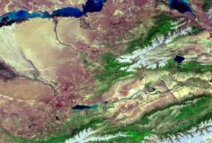 Kazakhstan and Kyrgystan seen from space
