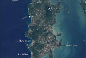 satellite image of the island of Phuket before the tsunami hit