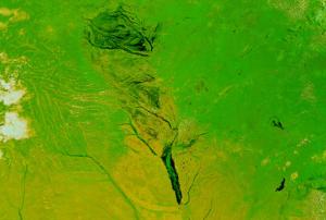 Floods in Zambia in 2003 captured by NASA’s Terra satellite