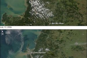Satellite image of flooding in Chile