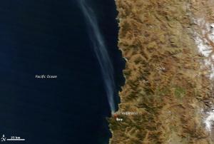 Satellite image of the fires around port city in Chile