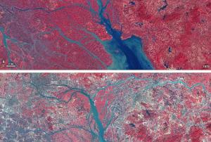 Satellite image of Pearl River delta in China