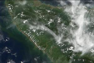 NASA's MODIS on Terra satellite shows changes in coastal line of Sumatra Island